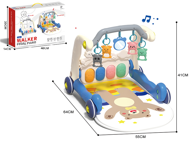 Baby Pedal Piano Fitness Blanket & Walker 2 In 1(Blue)