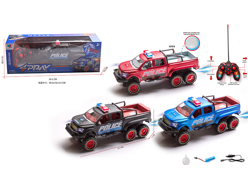 1:16 Six-Wheel Ford Pickup 6-Channel Remote Control Spray Police Car(Includes Batteries)