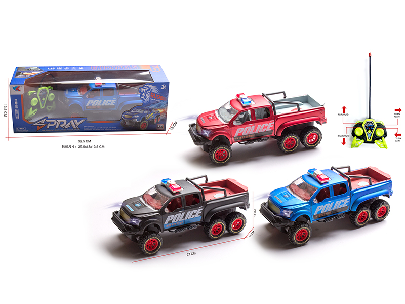 1:16 Six-Wheel Ford Pickup 4-Channel Remote Control Police Car(Not Included Batteries)