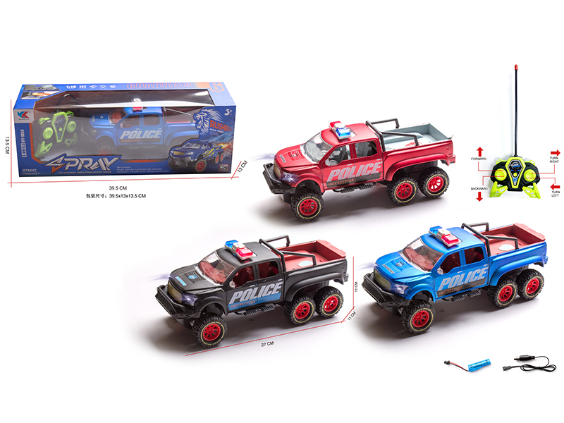 1:16 Six-Wheel Ford Pickup 4-Channel Remote Control Police Car(Included Batteries)