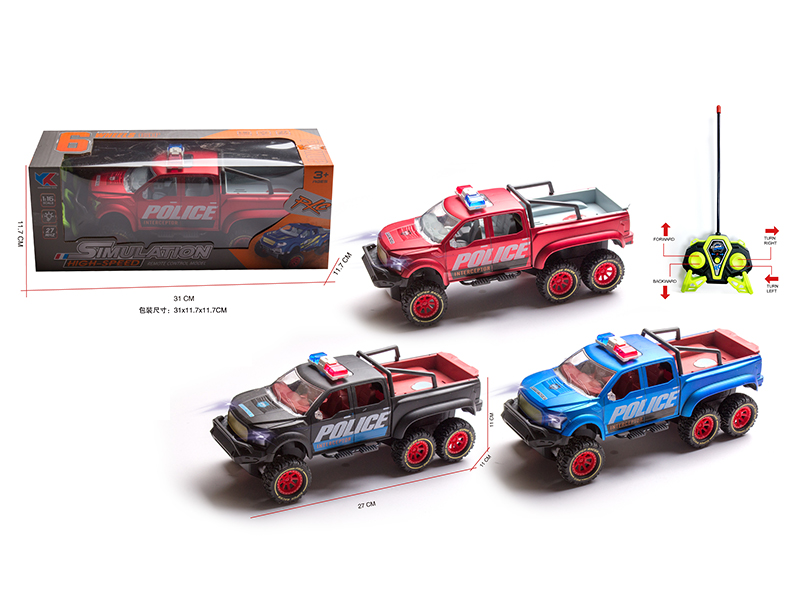 1:16 Six-Wheel Ford Pickup 4-Channel Remote Control Police Car(Not Included Batteries)