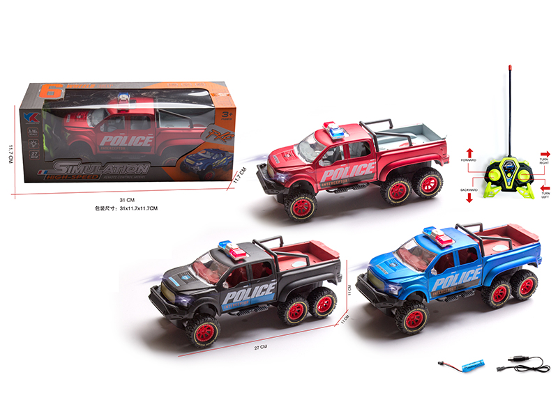 1:16 Six-Wheel Ford Pickup 4-Channel Remote Control Police Car(Included Batteries)