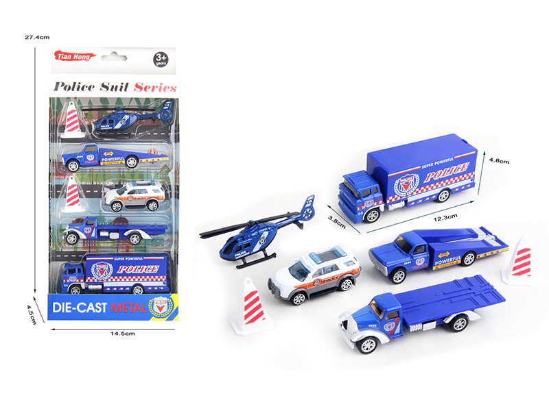 Alloy Ramp Truck Trailer Truck Container Truck Set(Blue)