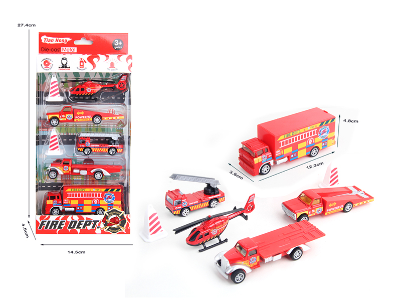 Alloy Ramp Truck Trailer Truck Container Truck Set(Red)