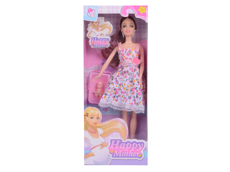 11 Inch Pregnant Doll With Baby Cradle