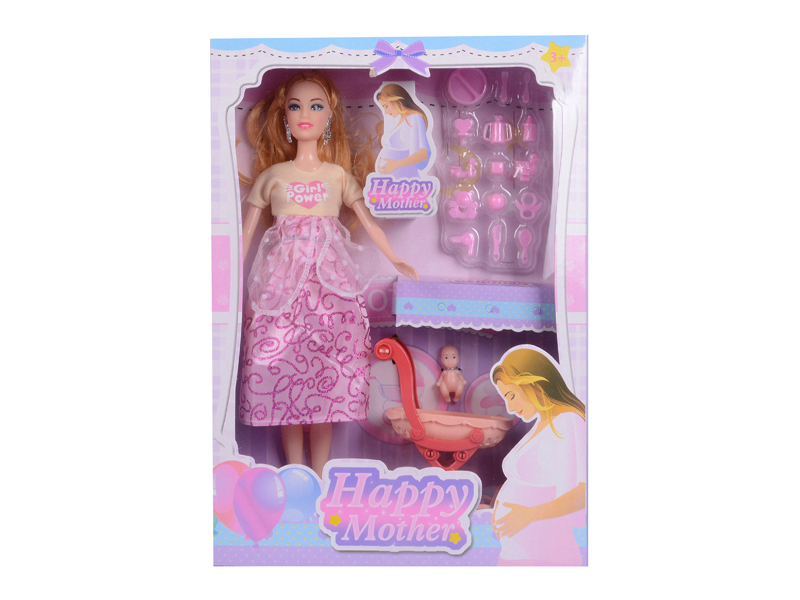 11 Inch Pregnant Doll With Baby Stroller