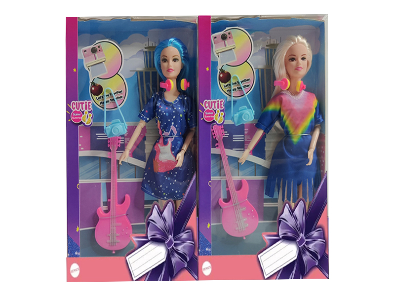 11.5-Inch Solid 9-Joint Fashion Dress Doll With Guitar, Camera, Earphones