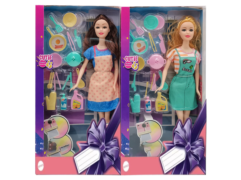 11.5-Inch Solid Fashion Dress Doll With Kitchen Utensils