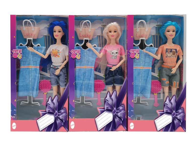 11.5-Inch Solid 9-Joint Fashion Doll With Dress Bag Comb