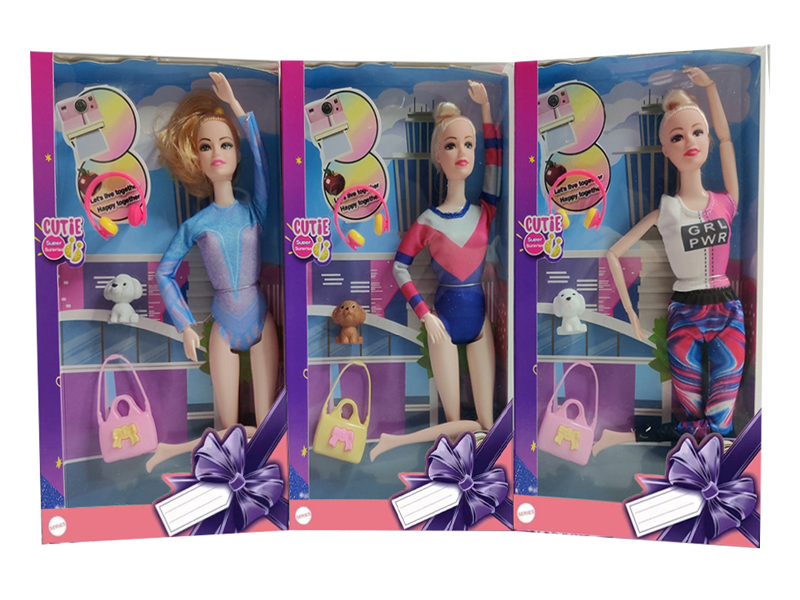 11.5-Inch Solid 12 Joint Fashion Doll With Bag And Puppy Earphones