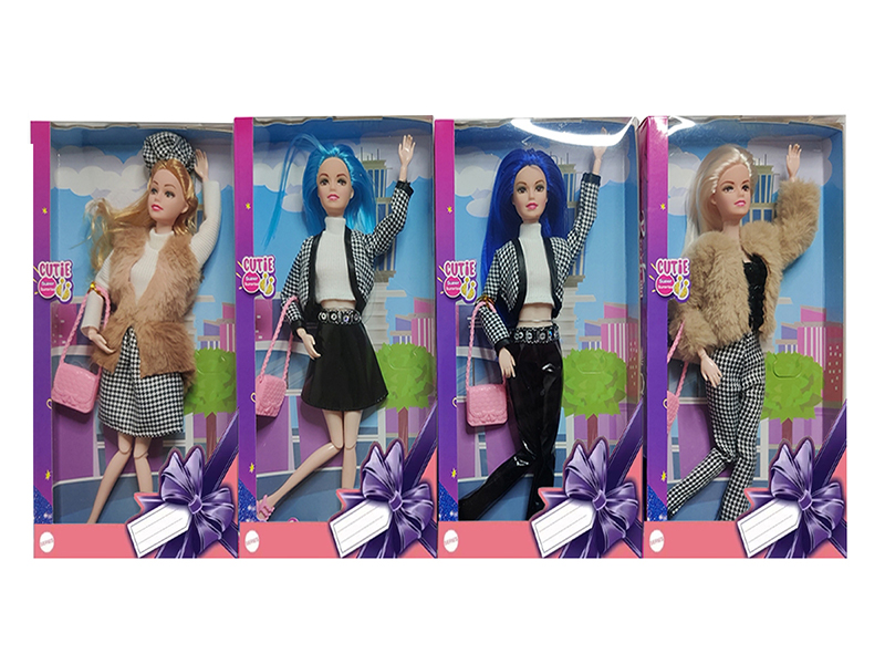 11.5-Inch Solid 12 Joint Plush Coat Fashion Doll With Bag