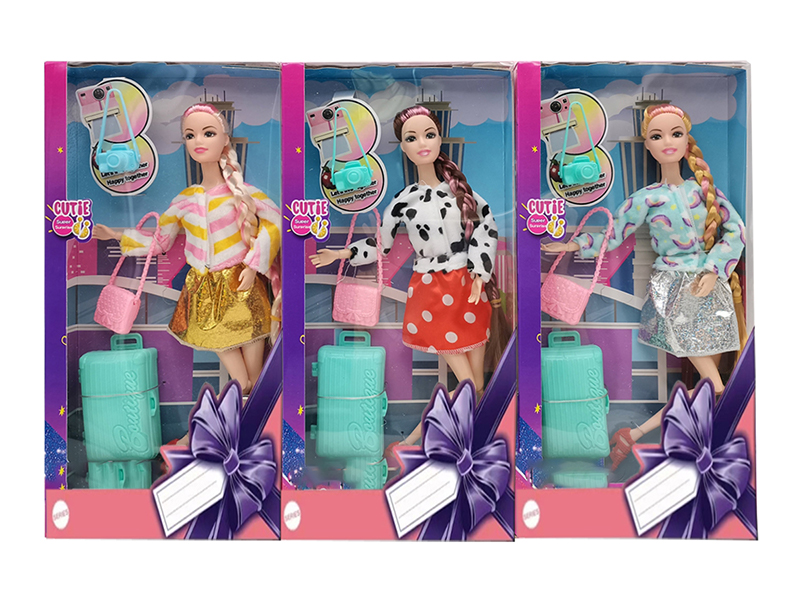 11.5-Inch Solid Body 12 Joint Doll With Short Skirt Travel Bag Camera