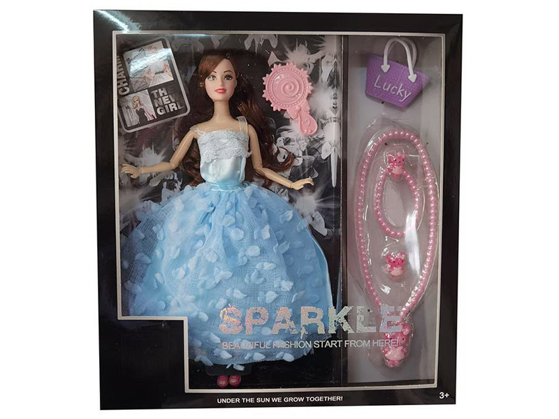 11.5-Inch 9-Joint Full Body Dress Doll With Comb, Handbag And Accessories