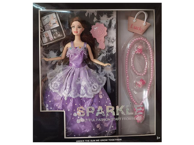 11.5-Inch 9-Joint Full Body Dress Doll With Comb, Handbag And Accessories