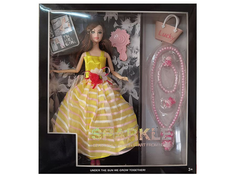11.5-Inch 9-Joint Full Body Dress Doll With Comb, Handbag And Accessories
