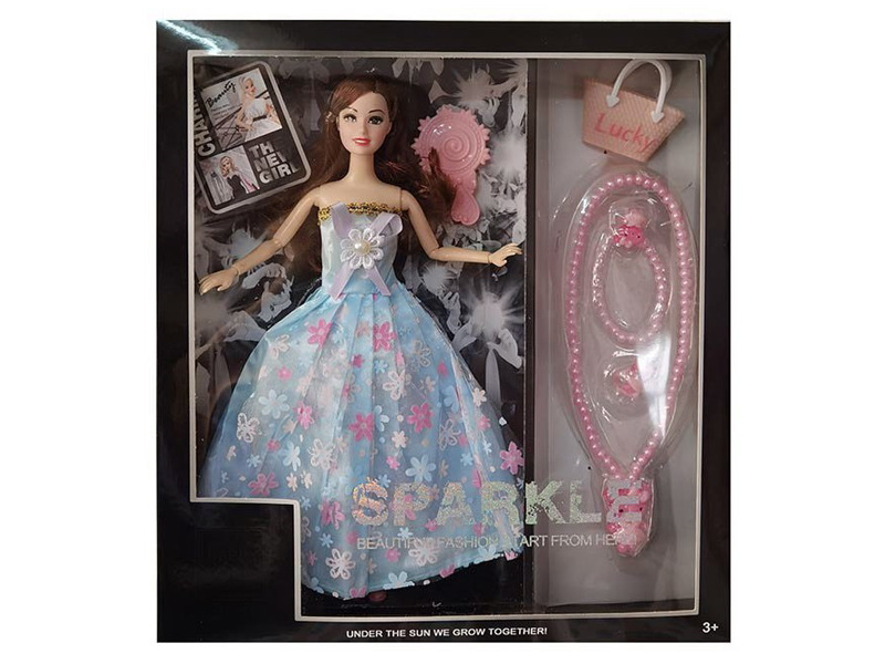 11.5-Inch 9-Joint Full Body Dress Doll With Comb, Handbag And Accessories