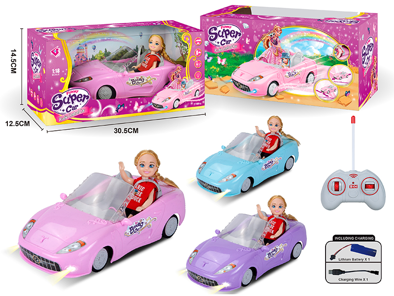 1:18 4-Channel Remote Control Car With Doll