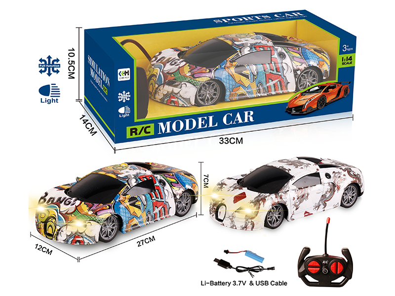 27Mhz 1:14 4-Channel Graffiti Remote Control Bugatti Car With Lights(Included Batteries)