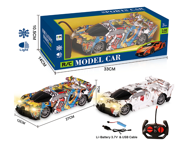 27Mhz 1:14 4-Channel Graffiti Remote Control Car Bugatti Veyron With Lights(Included Batteries)