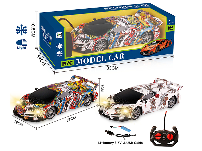27Mhz 1:14 4-Channel Graffiti Remote Control Car Lamborghini Veneno With Lights(Included Batteries)