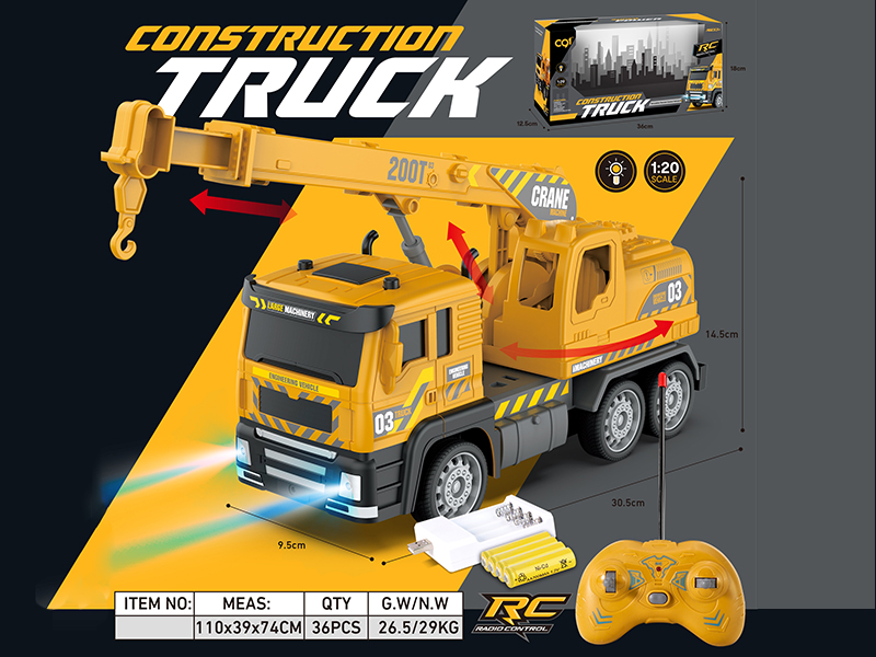 1:20 4-Channel Remote Control Engineering Crane With Lights