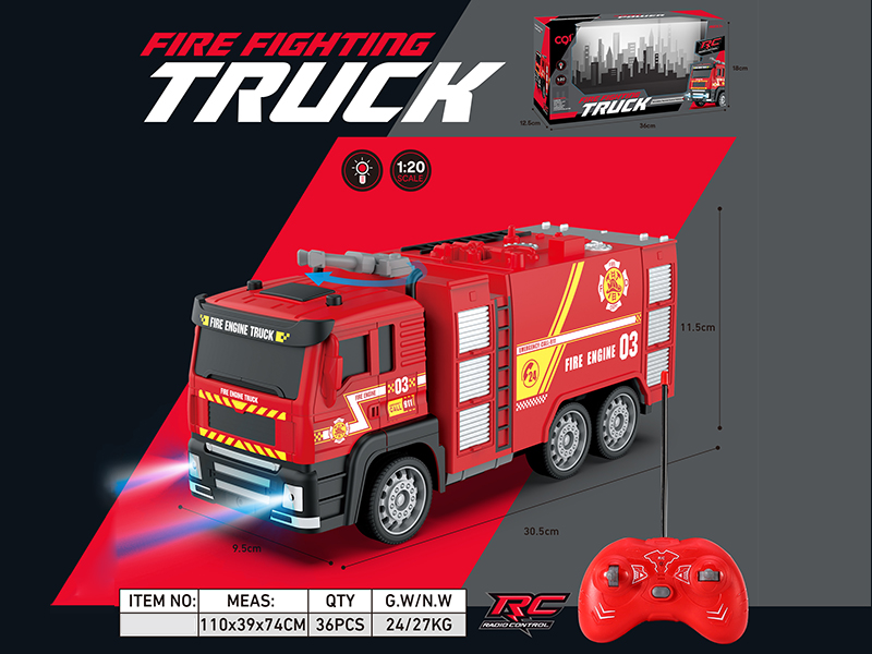1:20 4-Channel Remote Control Fire Engine With Lights
