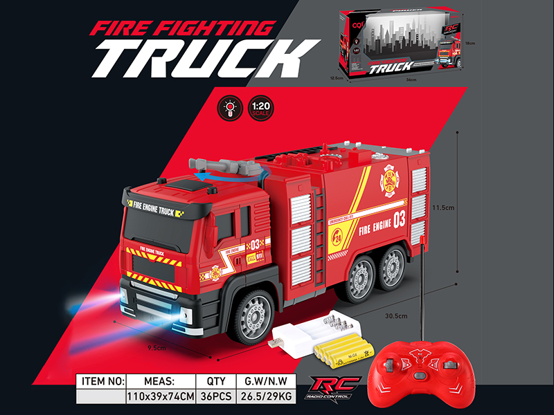 1:20 4-Channel Remote Control Fire Engine With Lights
