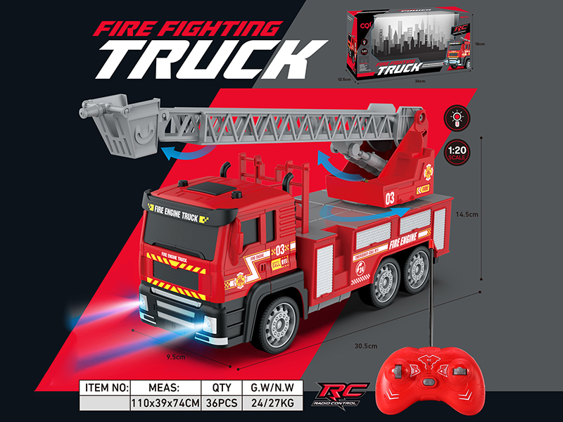 1:20 4-Channel Remote Control Aerial Platform Fire Engine With Lights
