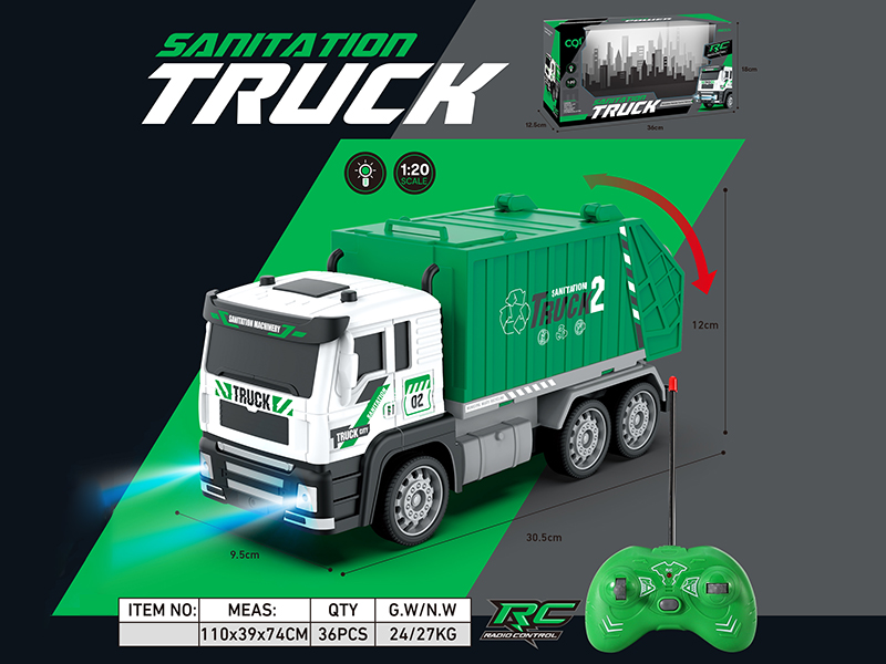1:20 4-Channel Remote Control Garbage Truck With Lights