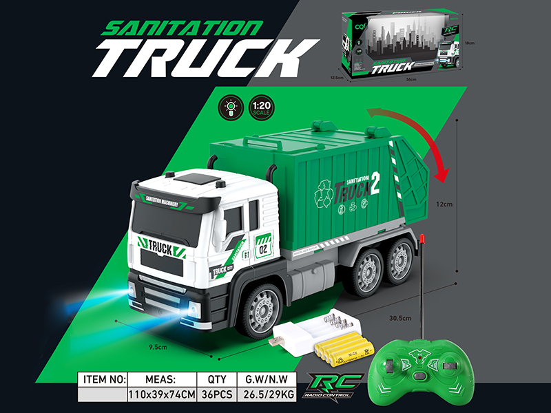 1:20 4-Channel Remote Control Garbage Truck With Lights