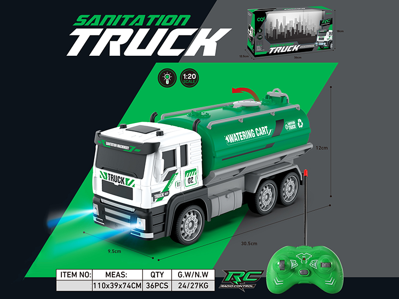 1:20 4-Channel Remote Control Sprinkler Truck With Lights