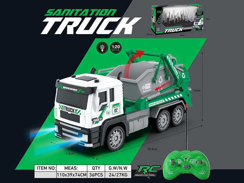 1:20 4-Channel Remote Control Garbage Truck With Lights
