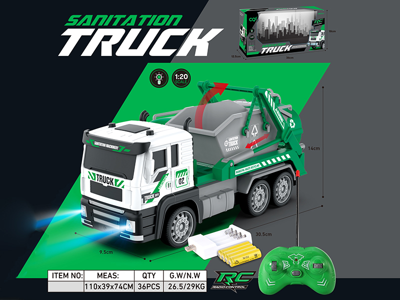 1:20 4-Channel Remote Control Garbage Truck With Lights