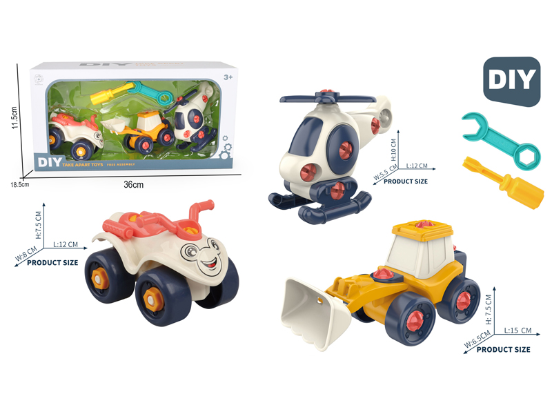 DIY Disassembly Beach Motorcycle+Engineering Vehicle+Helicopter