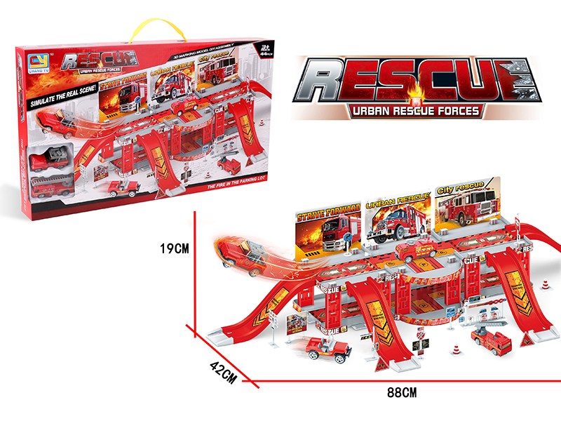 Fire Rescue Parking Lot(With 2 Alloy Cars)