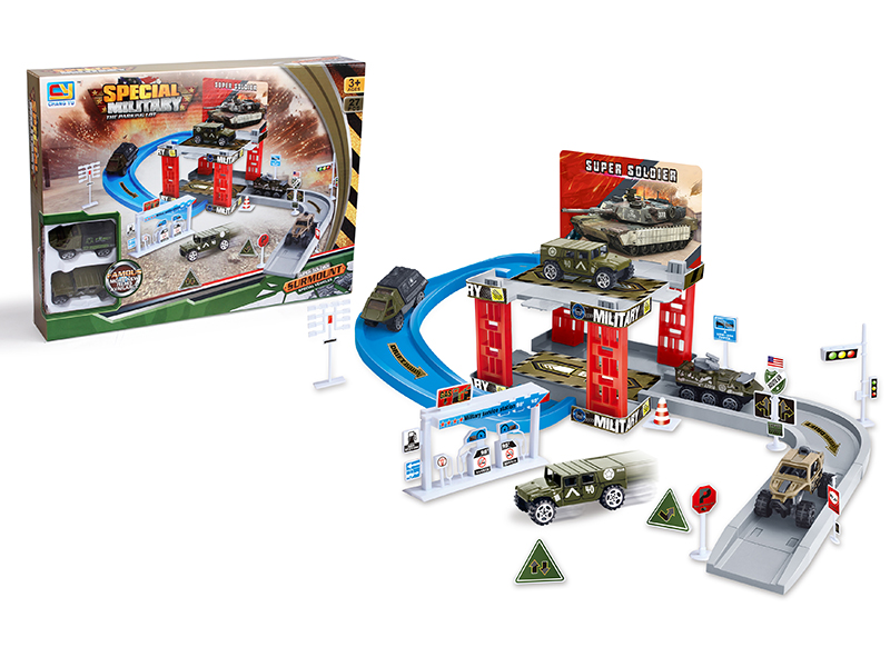 Military Parking Lot(With 2 Alloy Cars)