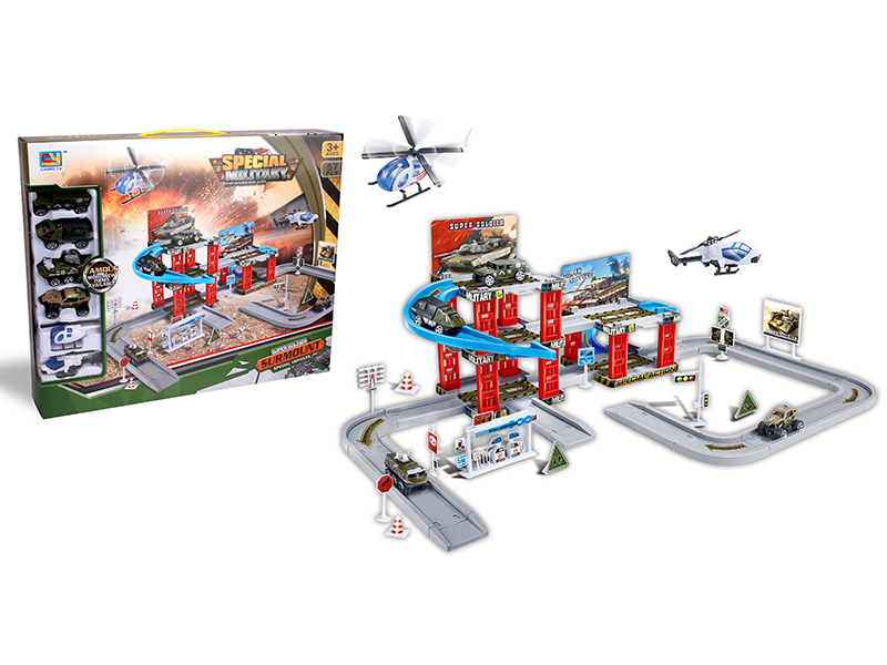 Military Parking Lot(With 4 Alloy Cars)