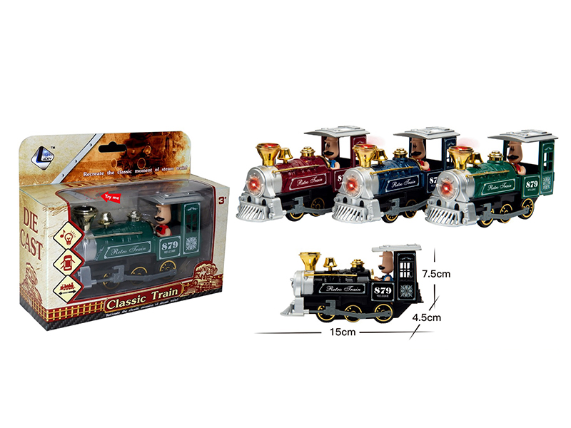 Pull Back Alloy Classic Train With Sound And Light(Can Open The Door)