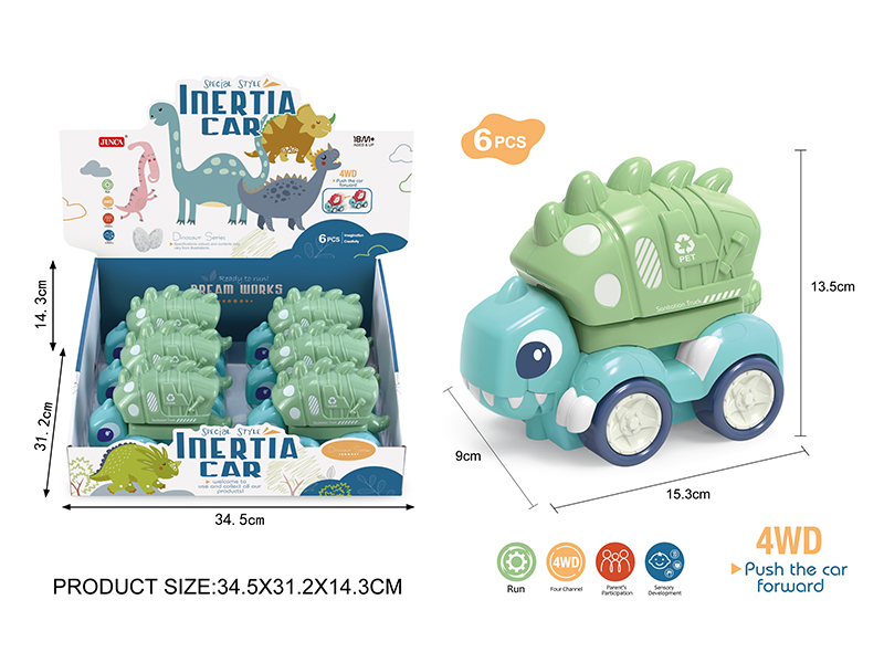 Friction Dinosaur Sanitation Trucks 6pcs