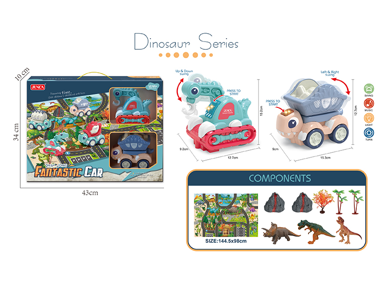 B/O Dinosaur Crane + Dinosaur Dumper + Map,Dinosaurs Set