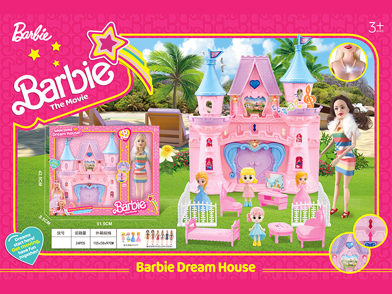 Castle With Doll With Light Music +Princess+Furniture Fence