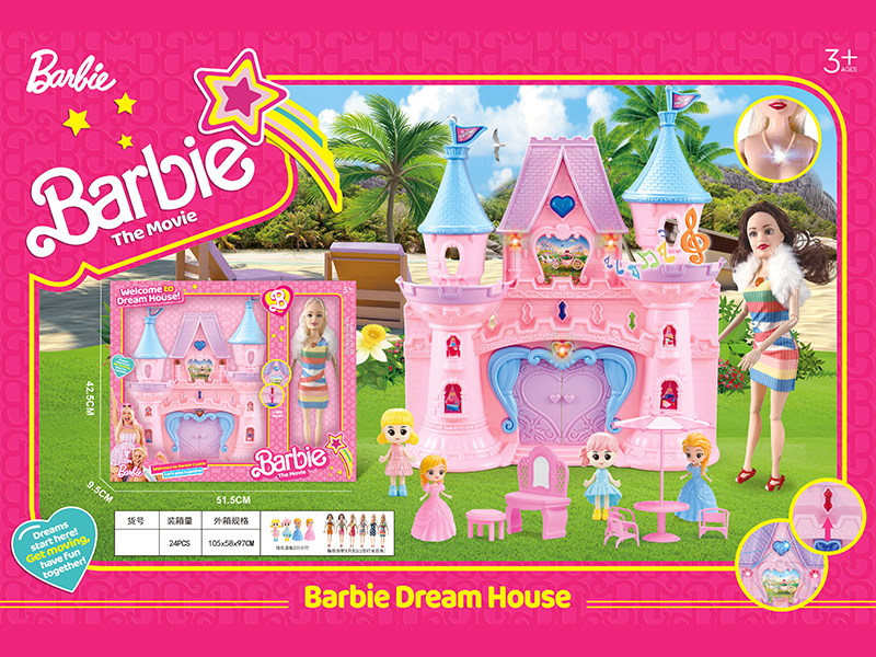 Castle With Doll With Light Music +Princess+Furniture
