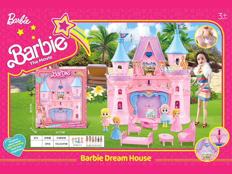 Castle With Doll With Light Music +Princess+Furniture