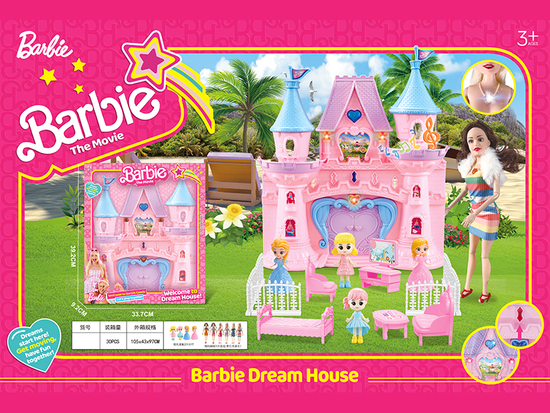 Castle With Doll With Light Music +Princess+Furniture Fence