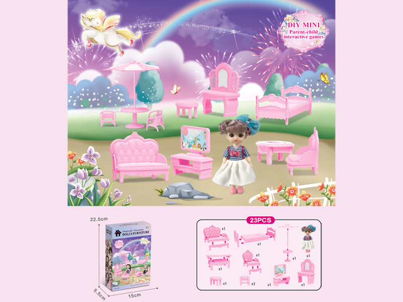 DIY Furniture+6-Inch Doll 23PCS