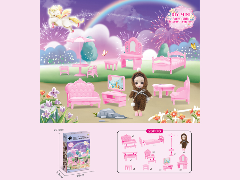 DIY Furniture+6-Inch Doll 23PCS