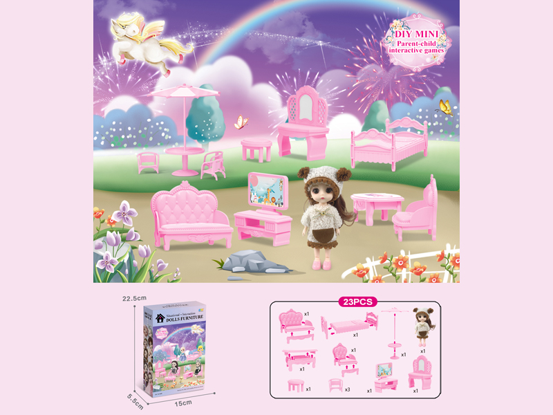 DIY Furniture+6-Inch Doll 23PCS