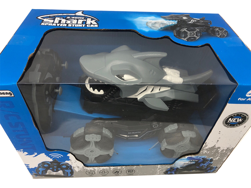 2.4G Remote Control Shark Stunt Car(One Key To Demo, Music, Lights, Spray)