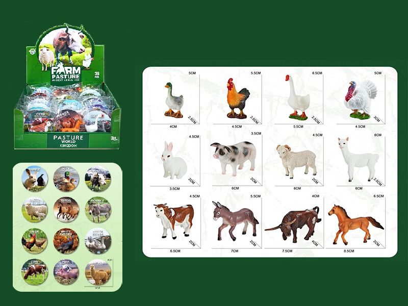 Farm Animal Model Toys With Card 36pcs
