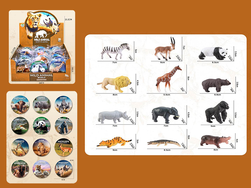 Animal Model Toys With Card 36pcs